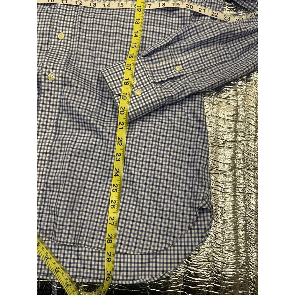 Polo Ralph Lauren Mens 16.5 34/35 Blue Gingham Classic Fit Easy Care Shirt